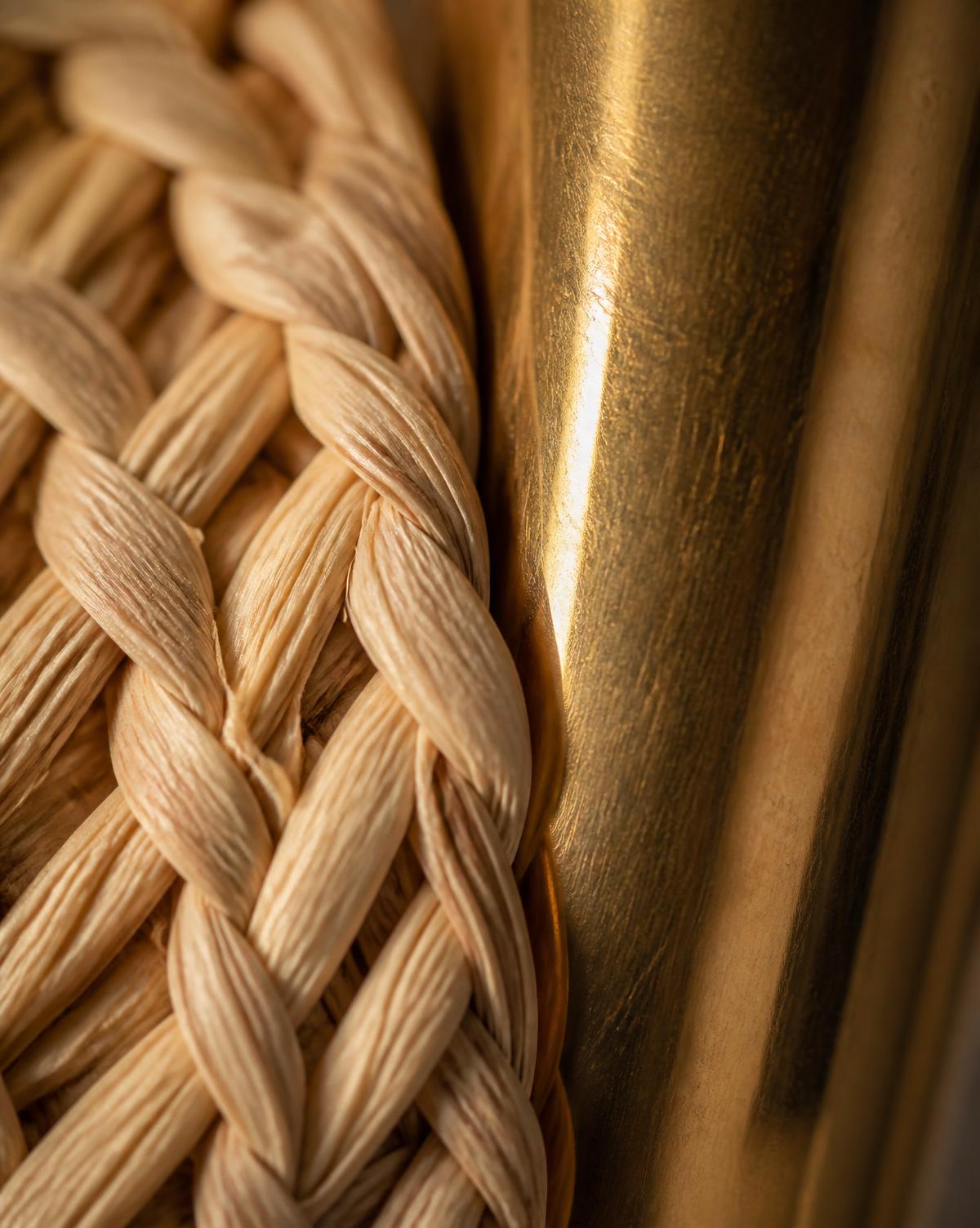 Raffia, brass — the material of Cumulus Screen